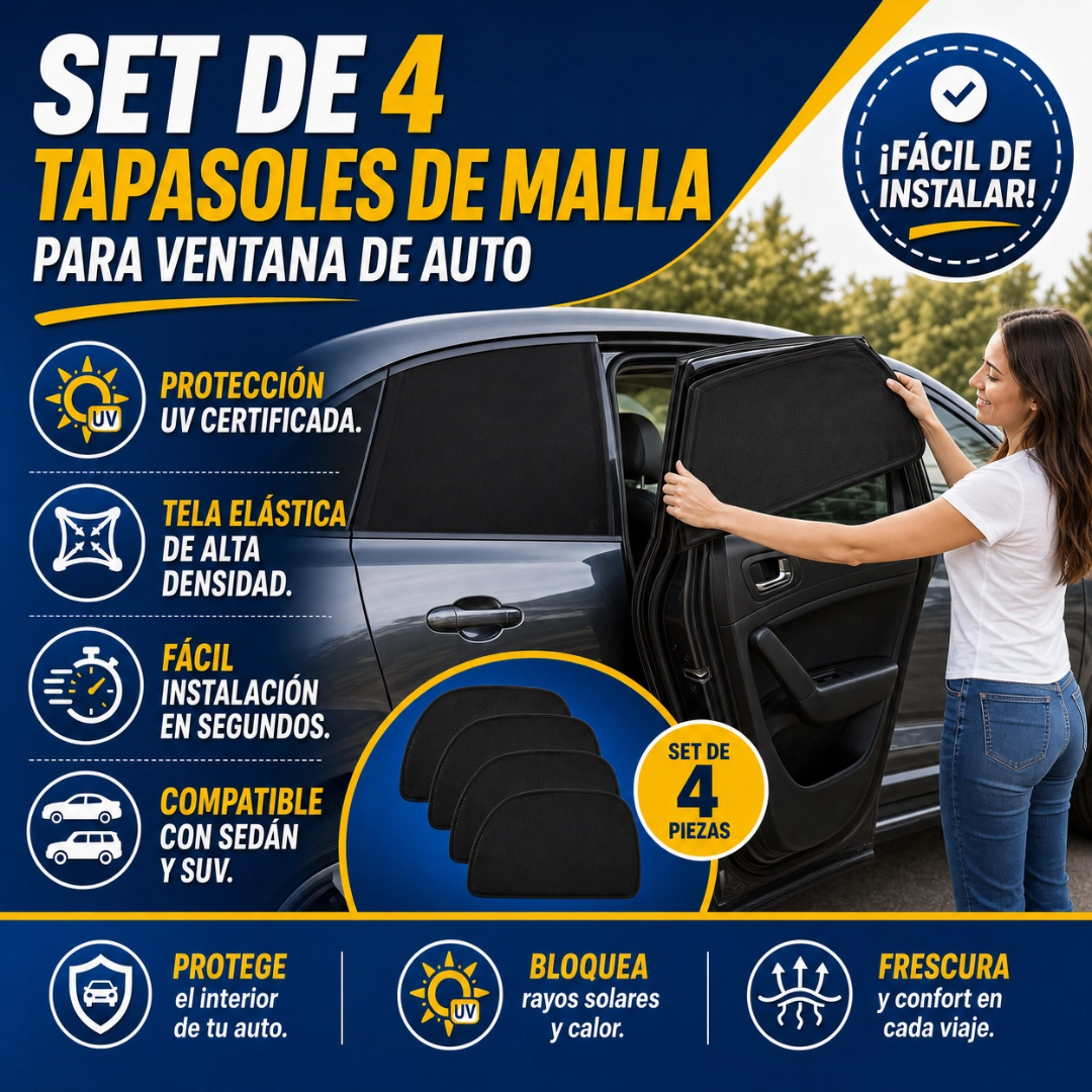 Set de 4 Tapasoles de Malla para Ventana de Auto