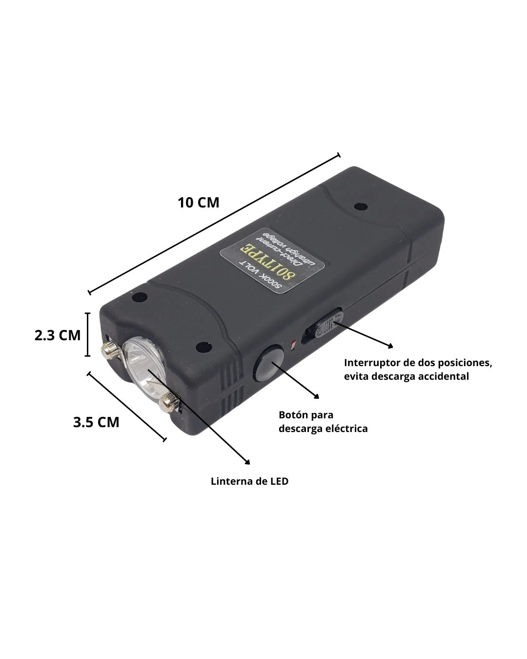 Electroshock Táctico con Linterna - 5000K de potencia para tu seguridad real